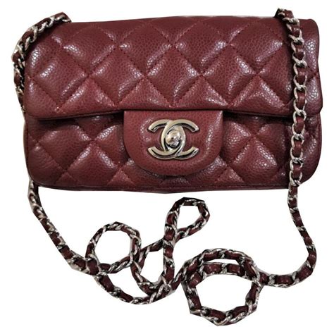 chanel mini burgundy 2017|Leather mini bag Chanel Burgundy in Leather .